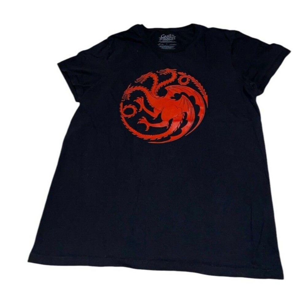 Game Of Thrones Tee Women’s Large Dragon House Of Targaryen Black Red Movie Tee